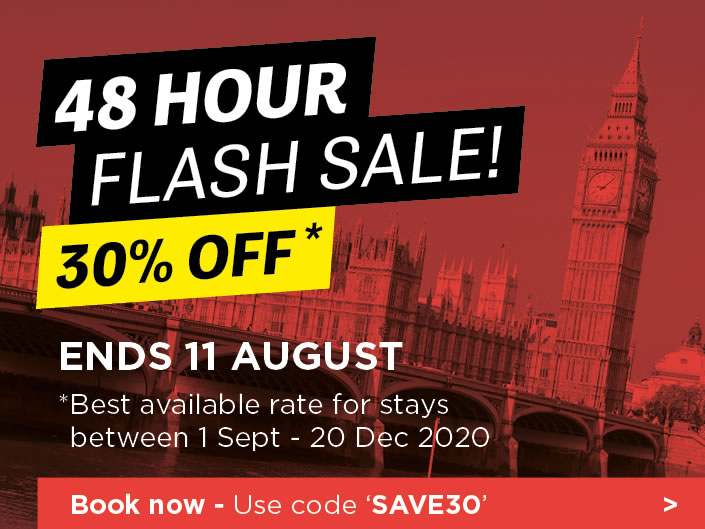 48 Hour Flash Sale! 30% Off* Ends August 11 - *Best availabel rate for stays between 1 Sept - 20 Dec 2020 - Book Now